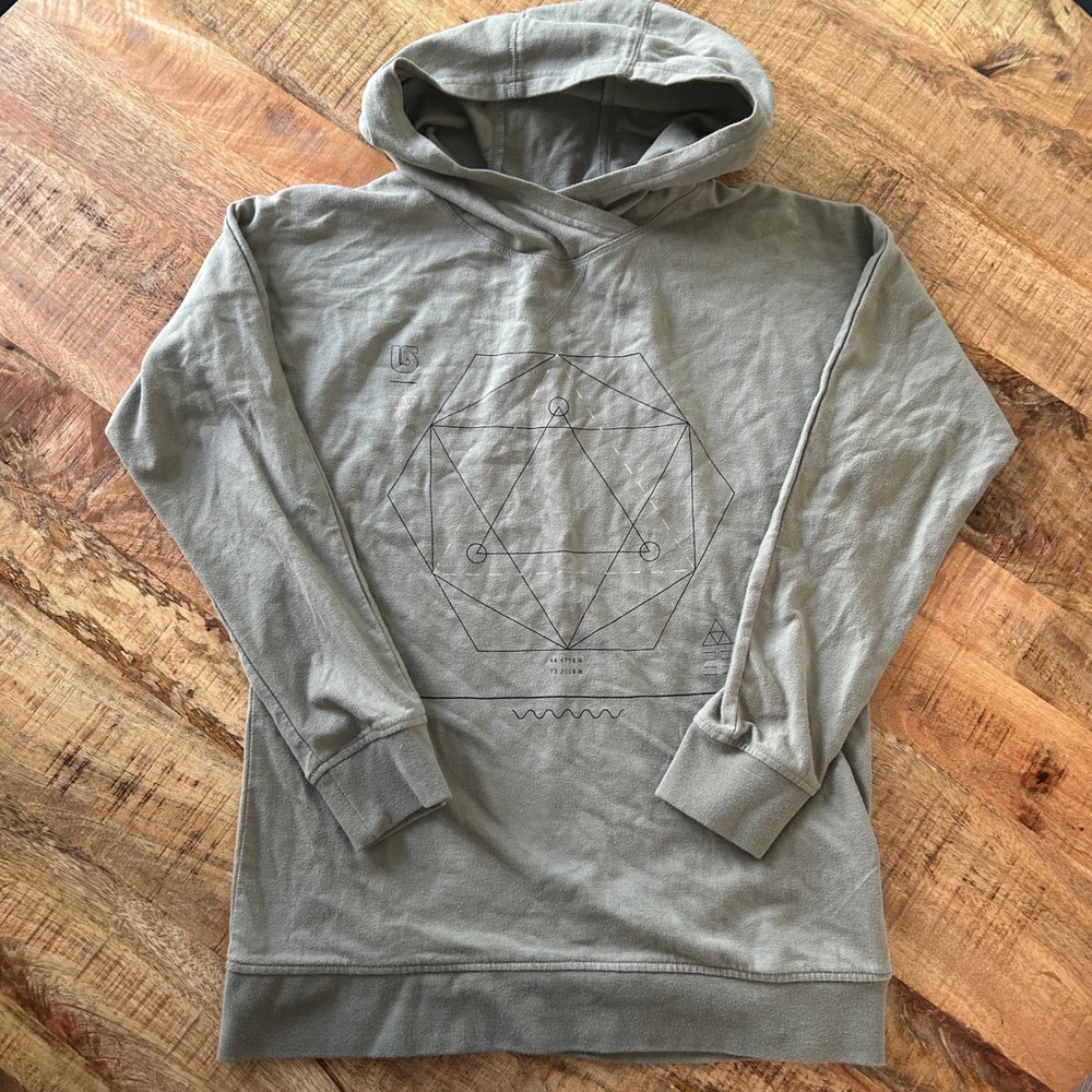 Burton Durable Goods Mens Medium Sage Green Geometric Graphic Pullover Hoodie